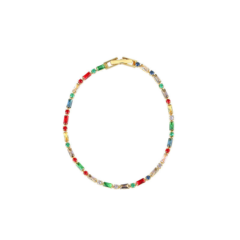 South Korea Colorful Zircon Bracelet Retro Trendy Ins Style Jewelry