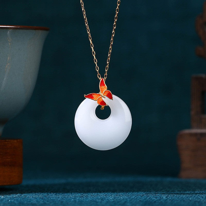 Enamel Imitation Jade Necklace for Women in Summer